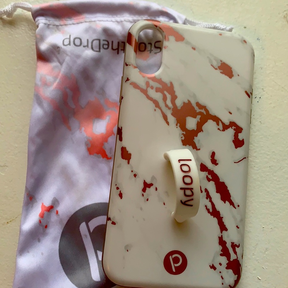 Pink marbled loopy case- IPhone XR